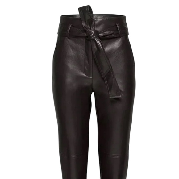 Wilfred high waist belted straight leg leather vegan pants excellent condition - Picture 2 of 14